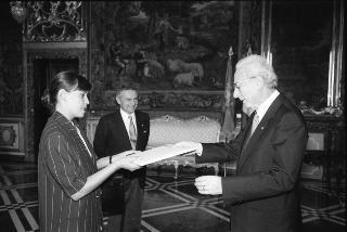 Sua Eccellenza Savina Zafferani, nuovo Ambasciatore della Repubblica di San Marino: presentazione delle Lettere Credenziali.