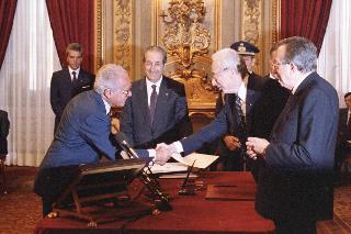 Il Presidente della Repubblica Francesco Cossiga alla cerimonia di Giuramento del VI Governo Andreotti