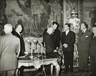 Il Presidente della Repubblica Luigi Einaudi in occasione dell'accordo per Trieste