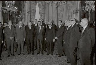 Il Presidente della Repubblica Giovanni Leone durante la Cerimonia del giuramento del nuovo Giudice della Corte costituzionale, Prof. Antonino De Stefano