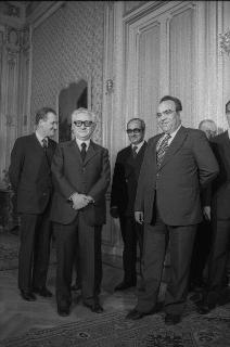 Signor Mohamed MASMUDI Ministro degli Esteri della Tunisia, con il Sottosegretario di Stato PEDINI e l'Amb. della Tunisia a Roma 6 dicembre 1973