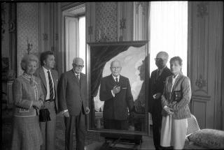 Incontro del Presidente della Repubblica con l'Ambasciatore dell'URSS Lunkov insieme alla consorte, con il pittore Ilia Glazunov e consorte, per la consegna ufficiale del dipinto che ritrae il Presidente Pertini