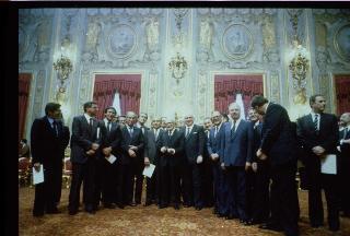 Il Presidente della Repubblica Sandro Pertini alla  cerimonia di Giuramento dei Ministri del II Governo Spadolini