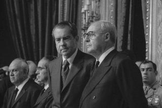 Il Presidente della Repubblica Giuseppe Saragat riceve al Quirinale il  Presidente degli Stati Uniti d'America Richard Nixon in visita di Stato in Italia
