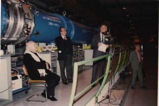 Il Presidente della Repubblica Oscar Luigi Scalfaro al CERN di Ginevra durante la sua visita ufficiale in Svizzera alle Organizzazioni Internazionali con sede in Ginevra (18-20 aprile 1995)